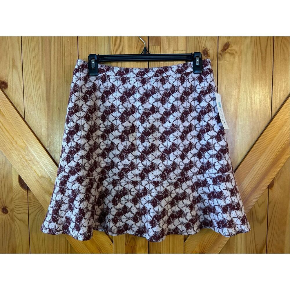 Stitch Fix Margaret M Ariadne Knit A-Line Skirt MEDIUM Burgundy Wine White nwt (